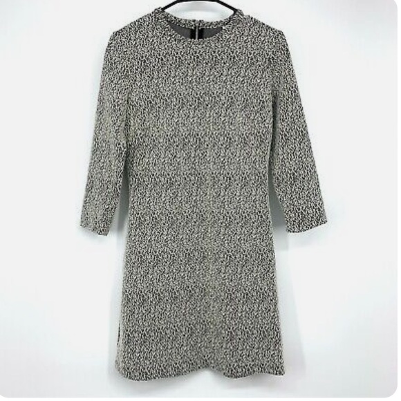 & Other Stories Textured Long Sleeve Black & White Dress - Picture 1 of 13